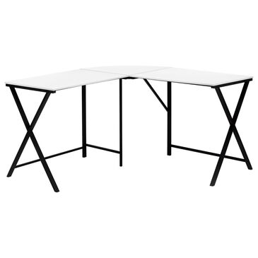 Monarch Specialties L-Shaped Curve Computer Desk in White and Black, , large