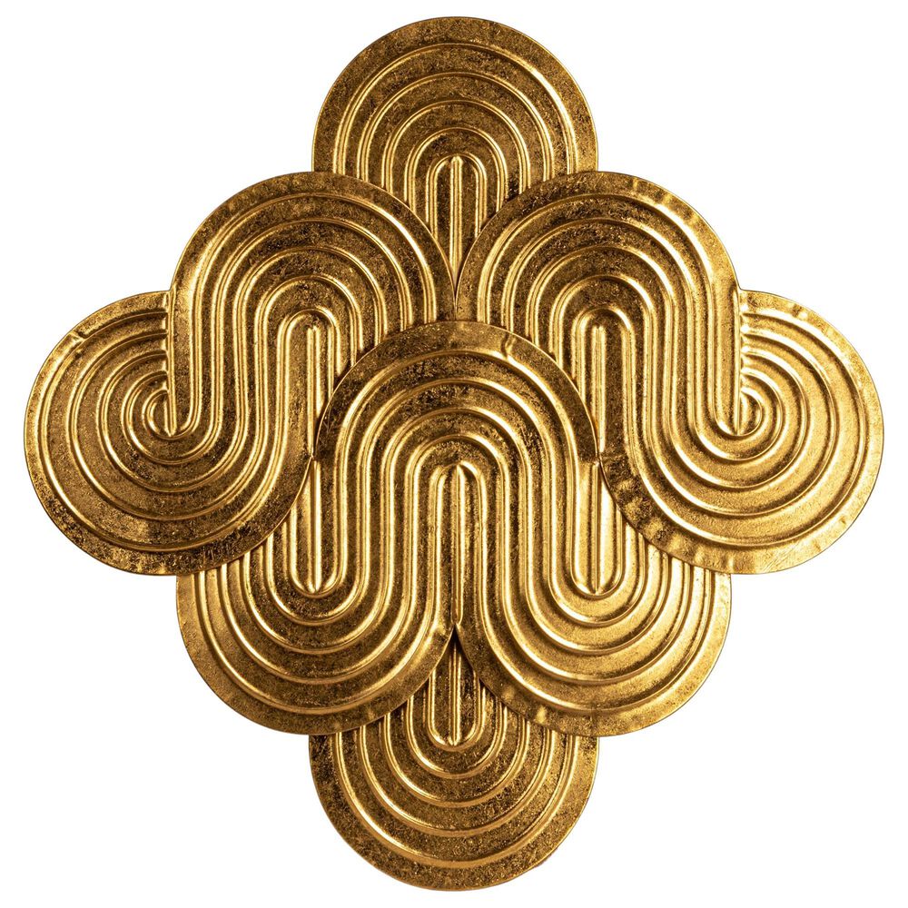 Creative Coop 31.25" x 30.5" Decorative Waves Wall Metal in Gold, , large