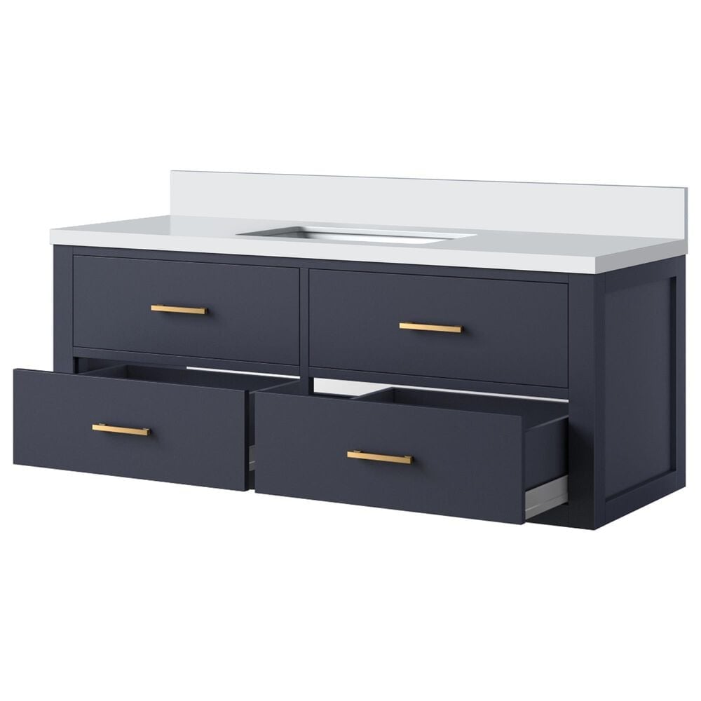 Lexora Home Castor 48&quot; Single Bathroom Vanity in Blue with 2 cm White Quartz Top and Rectangular Sink, , large