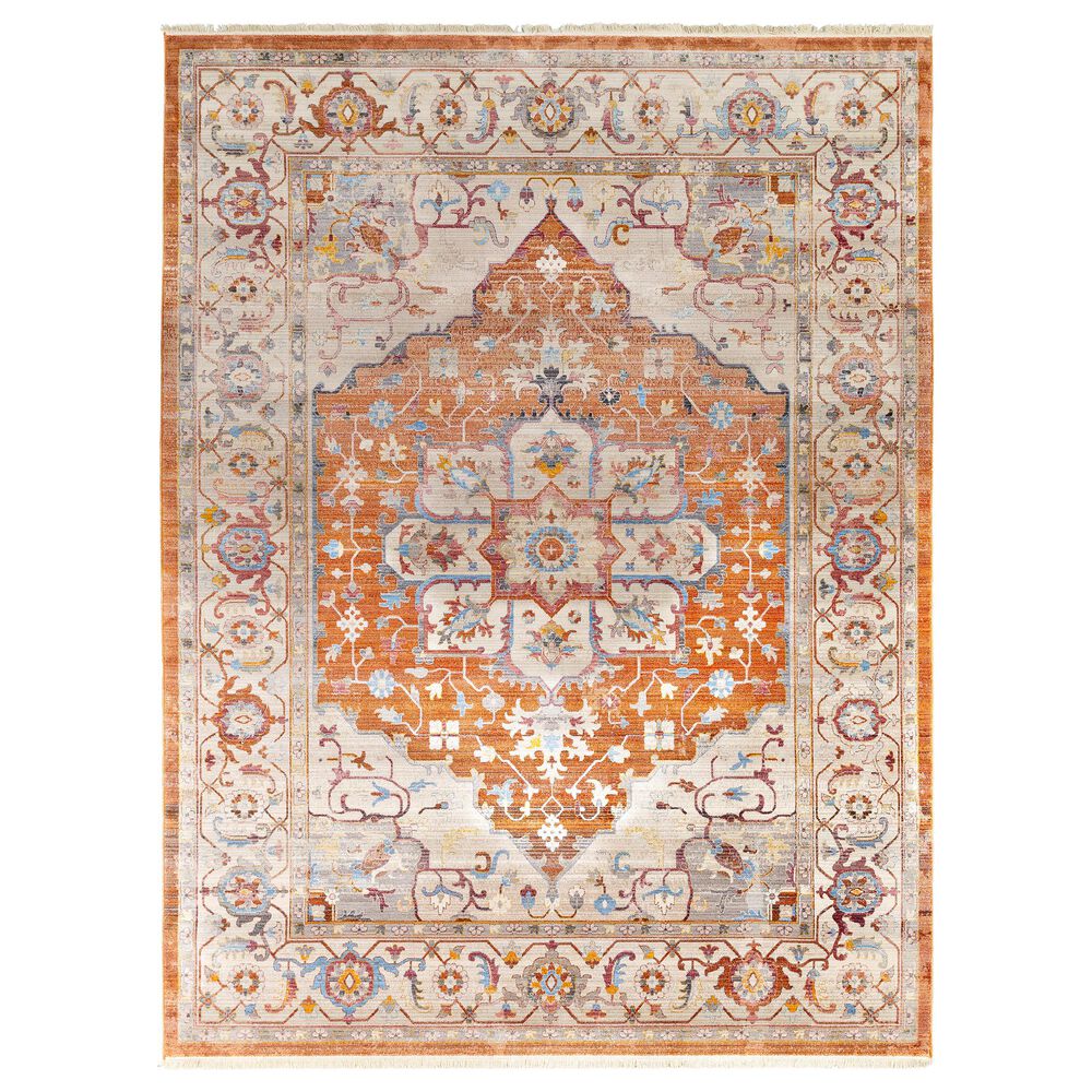 Surya Ephesians 7"8" x 10"2" Orange, Pink, Gray, Cream, Aqua and Camel Area Rug, , large