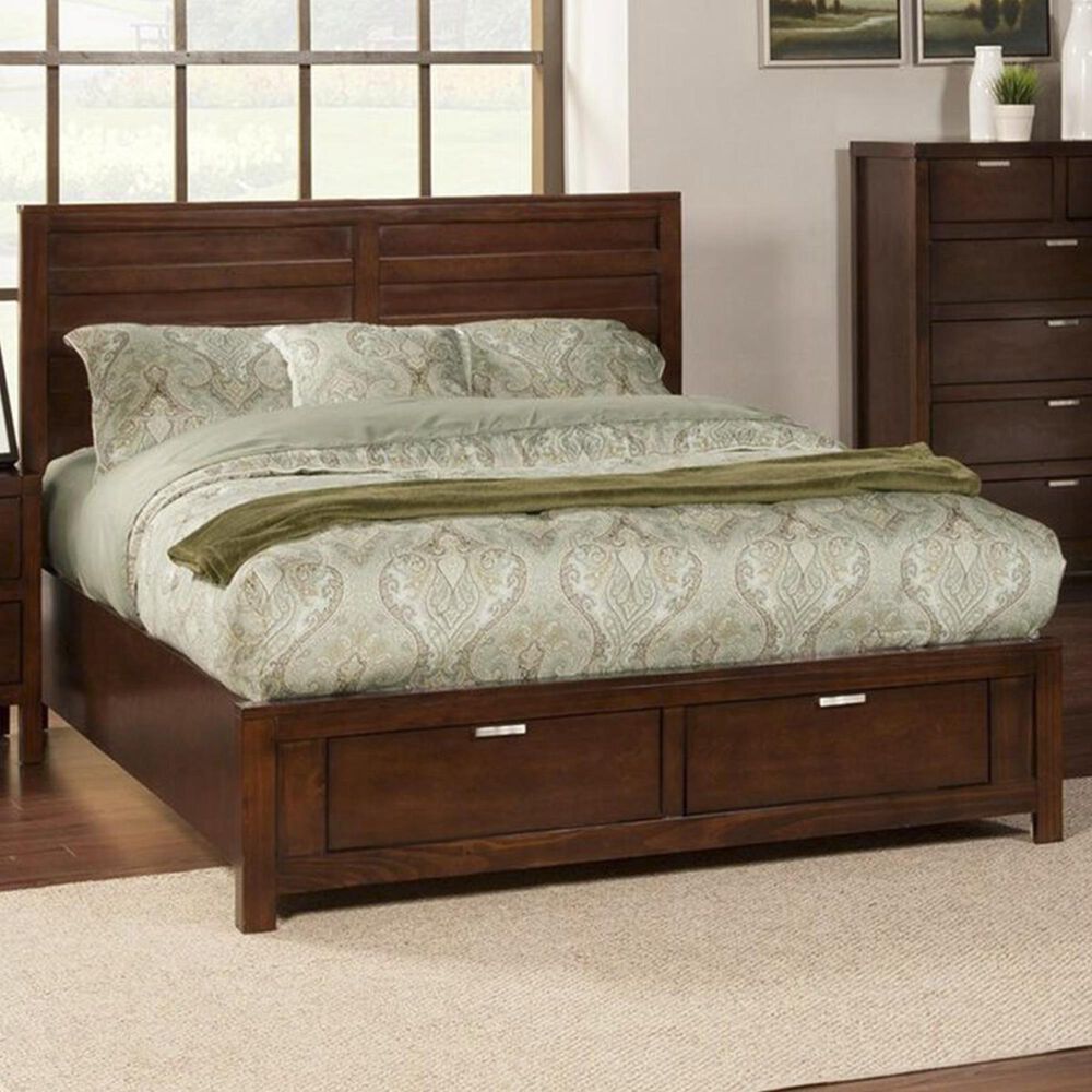 Alpine Furniture Carmel King Storage Bed in Cappuccino, , large