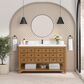 James Martin Malibu 60" Single Bathroom Vanity in Amber Birch with Single Hole 3 cm White Zeus Quartz Top and Rectangular Sink, , large