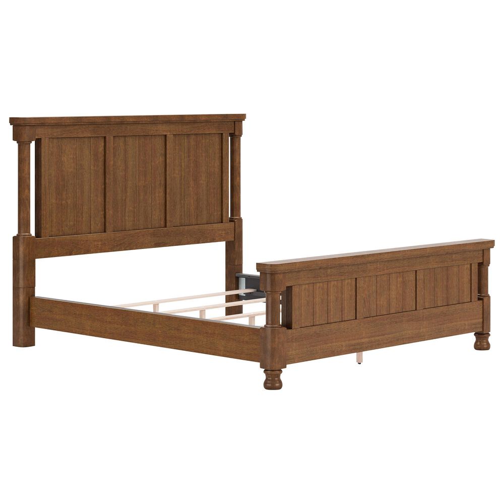 Ashley Rowlenstown King Panel Bed with Dresser, Chest, and Two Nightstands in Brown, , large