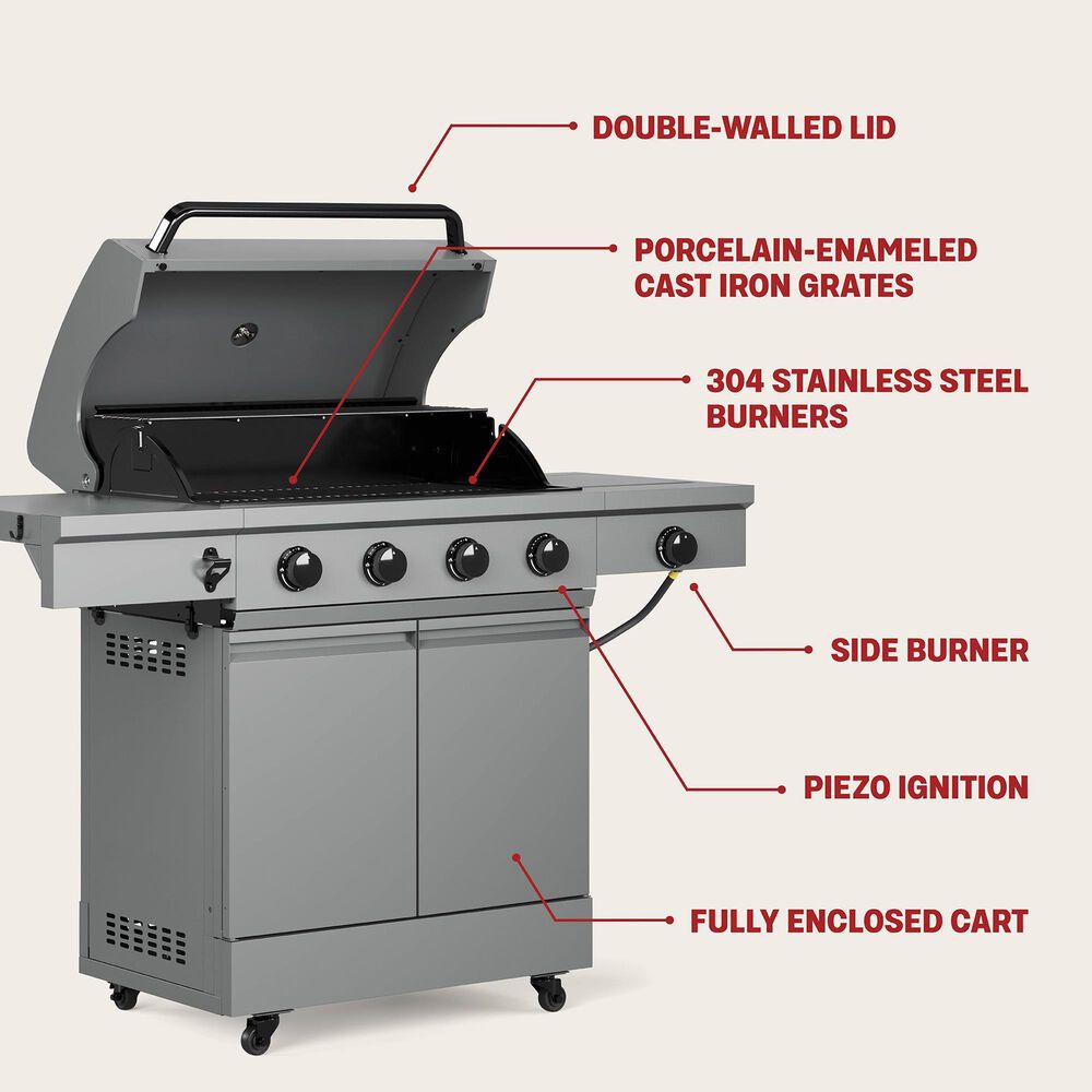 Tytus Anaheim and Emberwood 4-Burner Gas Grill and Grill Prep Cart in Gunmetal Gray, , large
