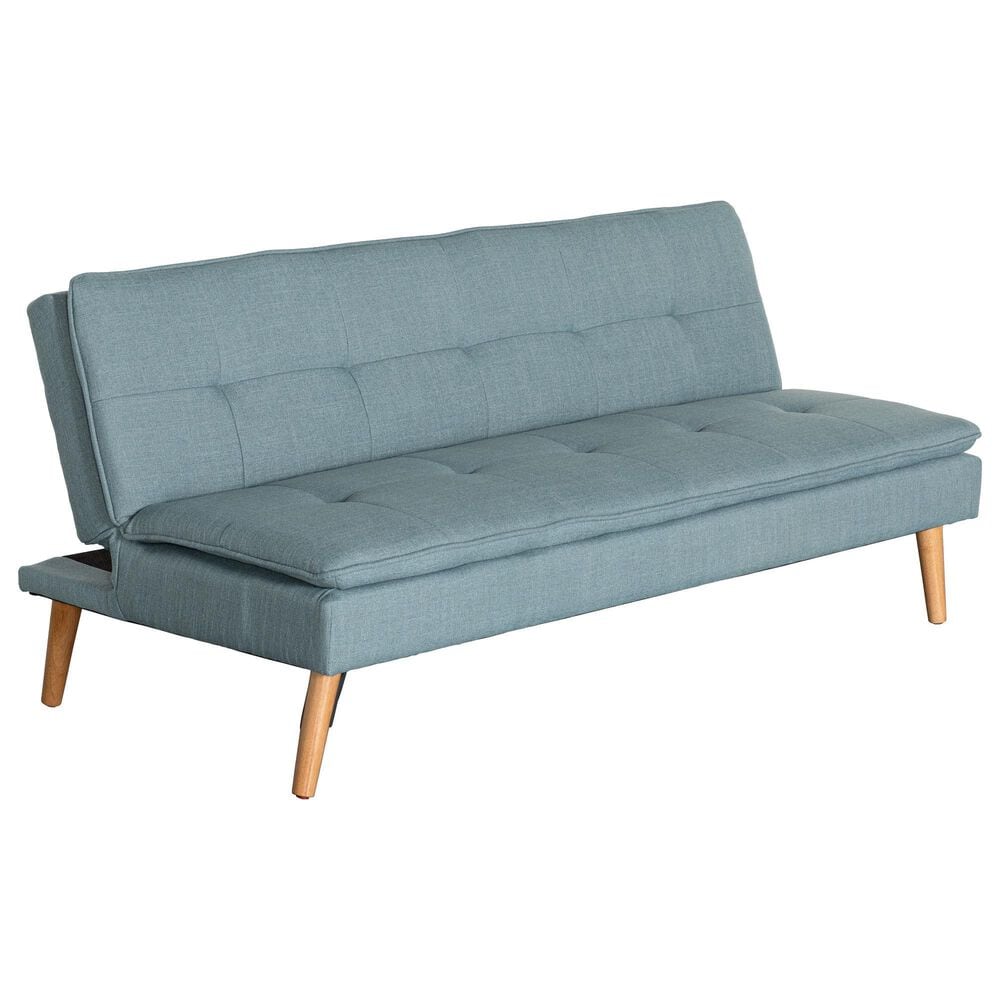 Lifestyle Solutions Tatum Convertible Sofa with Blue Cushion in Brown, , large