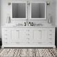 Lexora Home Dukes 84" Double Bathroom Vanity in White with 2 cm White Quartz Top and Rectangular Sinks, , large