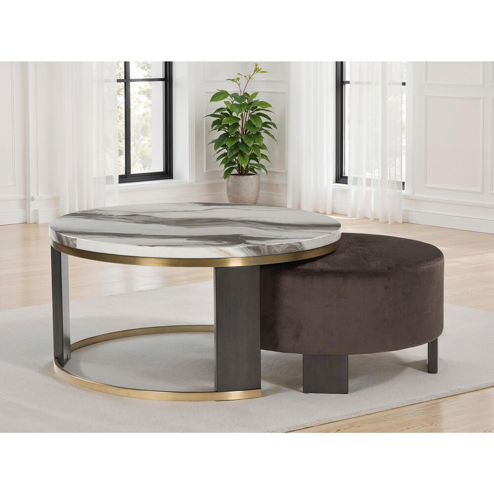 Ashley Jazmore 2-Piece Nesting Cocktail Table Set in Brown and Brass, , large