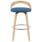 Armen Living Sonia Swivel Bar Height Stool with Blue Upholstery in Oak, , large