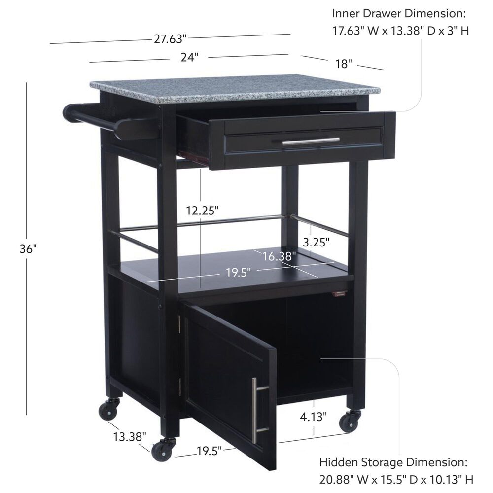 Linon Home Decor Mitchell Kitchen Cart in Black and Grey, , large