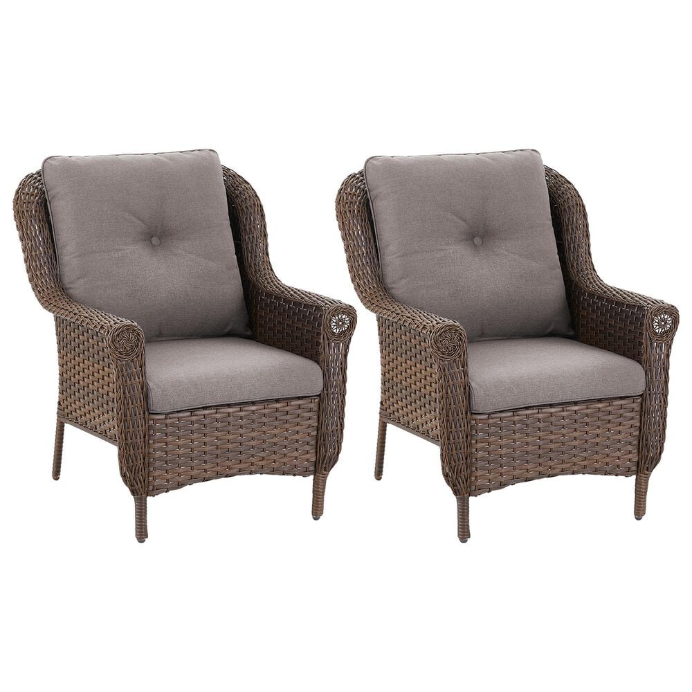 Sunwell Garden 36" Patio Stationary Chair with Wicker Armrest in Gray (Set of 2), , large