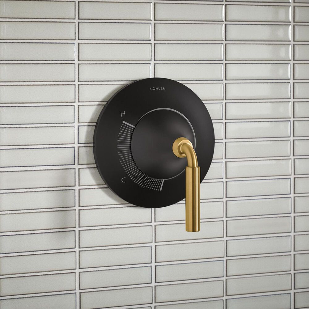 Kohler Tone Rite-Temp Shower Trim Kit in Matte Black and Brushed Moderne Brass, , large