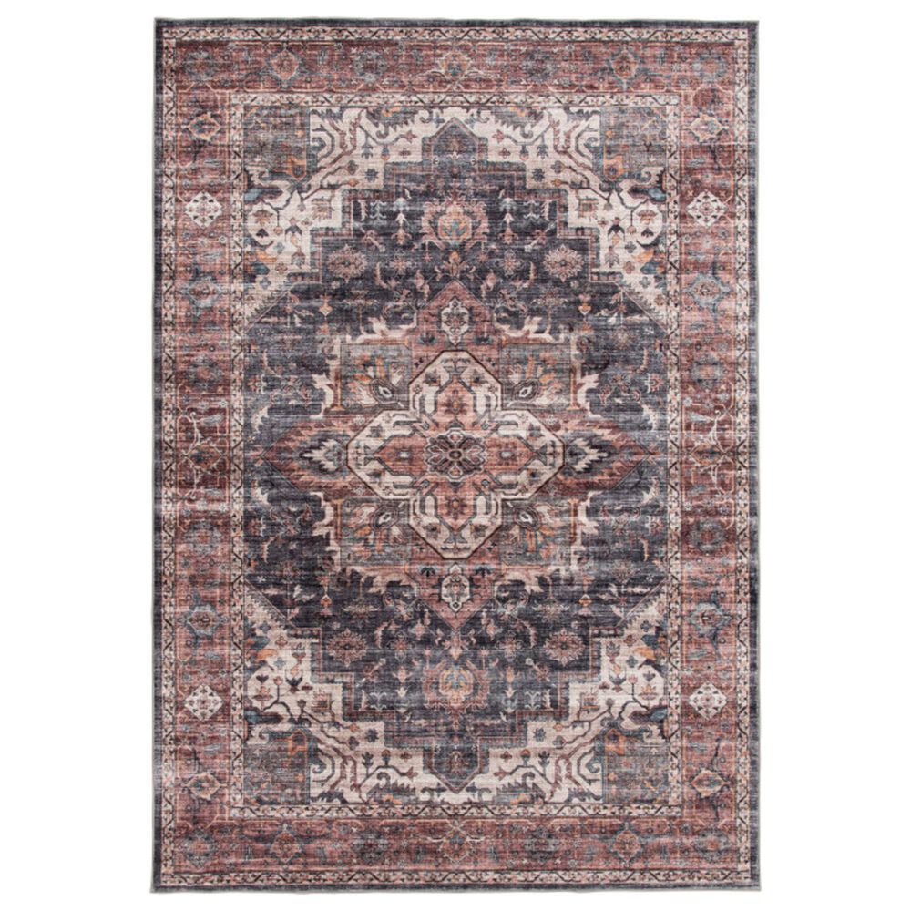 Central Oriental Rugease Velveteen Chantal Rust and Dark Grey 7"6" x 9"6" Area Rug, , large