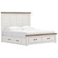 Ashley Savonport King Storage Bed with 2 Nightstands in White and Brown, , large