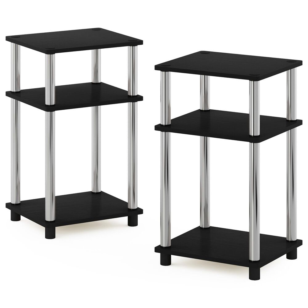 HOMLUX 3-Tier Turn-N-Tube End Table in Americano and Chrome (Set of 2), , large