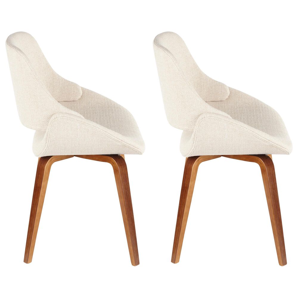 Lumisource Fabrizzi Dining Chair in Cream/Walnut &#40;Set of 2&#41;, , large