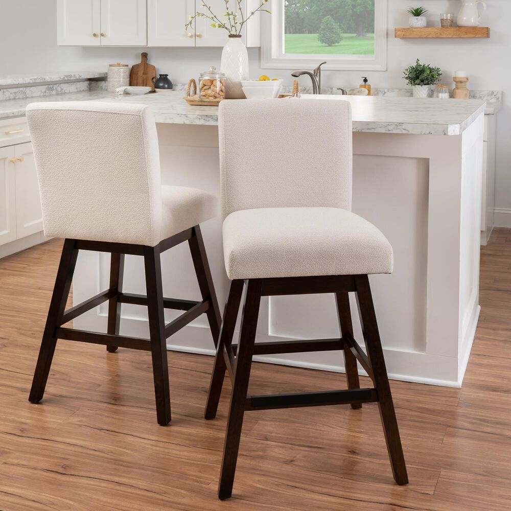 Linon Home Decor Cyrus Swivel Bar Stool in Brown (Set of 2), , large