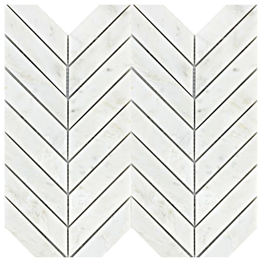 Emser Winter Frost 12" x 12" Chevron Marble Mosaic Sheet, , large