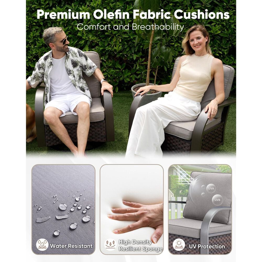 Sunwell Garden 36" Patio Stationary Chair with Metal Armrest in Navy (Set of 2), , large