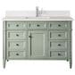 James Martin Vanities Brittany 48" Single Bathroom Vanity in Sage Green with Single Hole 3 cm White Zeus Quartz Top and Rectangular Sink, , large