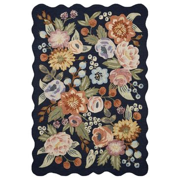 Rifle Paper Co. x Loloi Silhouette 5" Round Navy Area Rug, , large