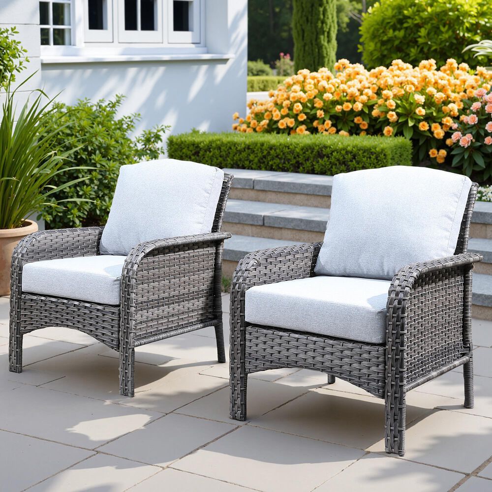 HOMLUX 27" Patio Single Chair in Grey (Set of 2), , large