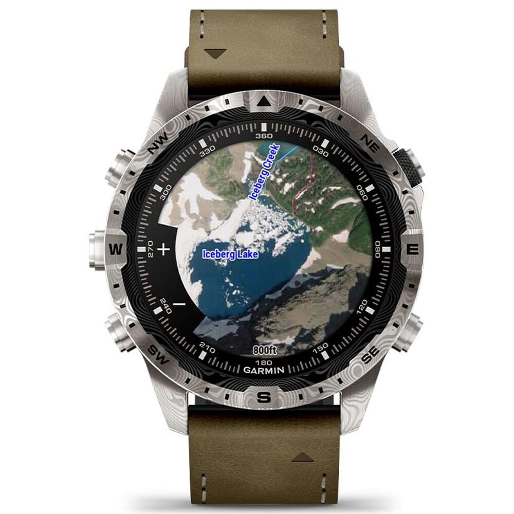 Garmin MARQ Adventurer Edition &#40;Gen 2&#41; Smartwatch 46 mm Damascus Steel Case with Brown Band, , large