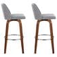 LumiSource Toriano Swivel Bar Stool with Grey Fabric Upholstery in Walnut and Chrome (Set of 2), , large