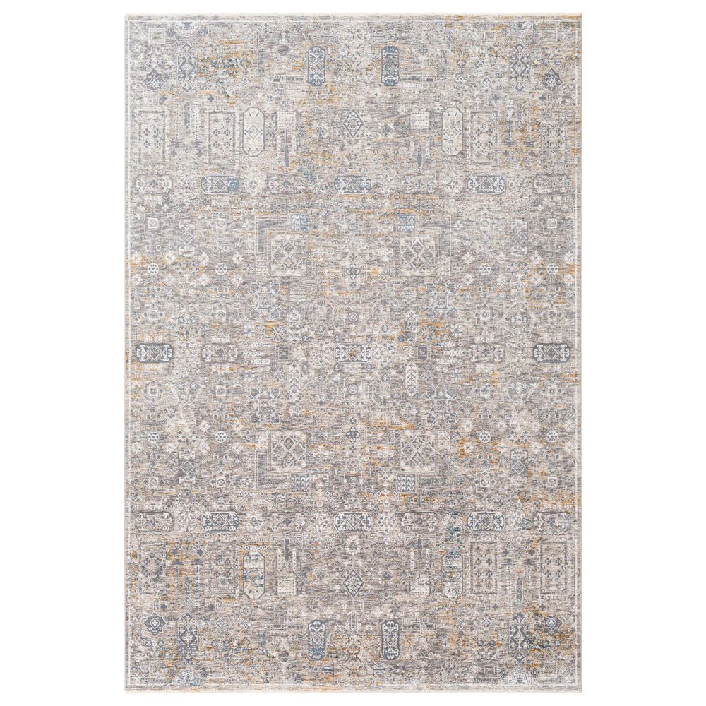 Surya Cardiff CDF-2310 Charcoal, Light Gray, Medium Gray, Camel and Blue 6&#39;7&quot; x 9&#39;6&quot; Area Rug, , large