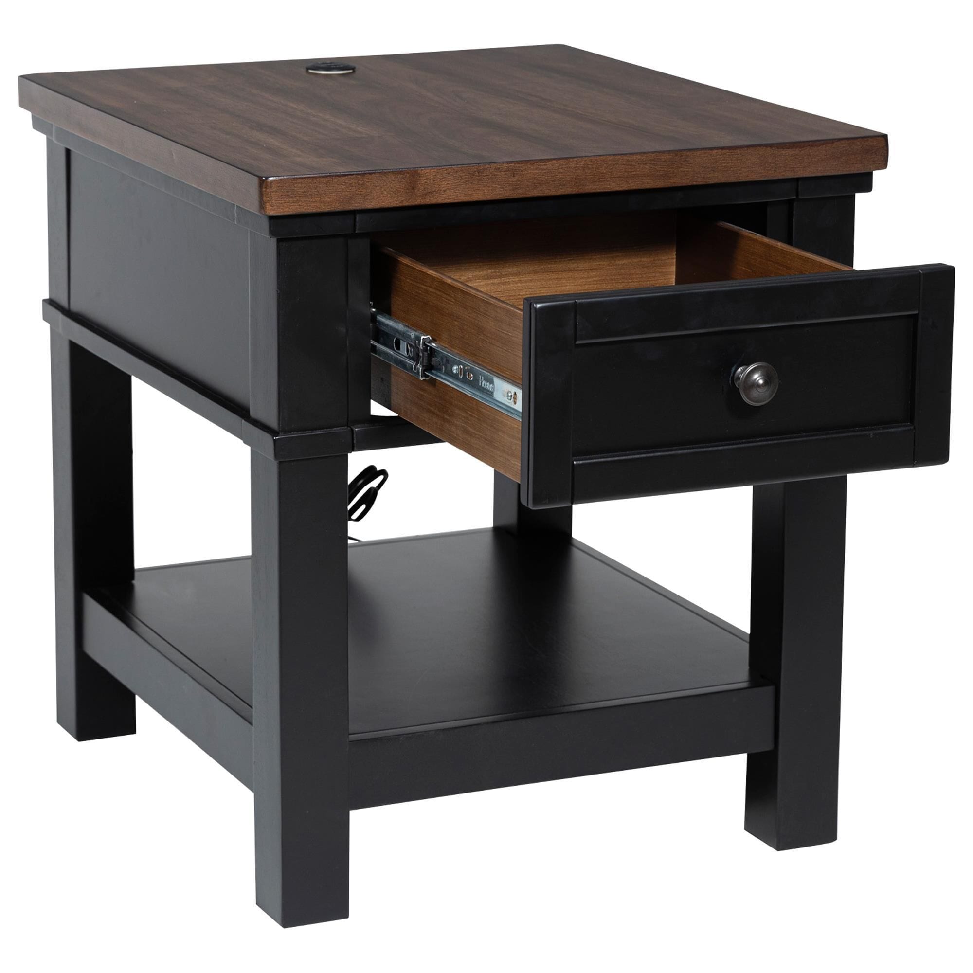 Ashley Wildenauer End Table in Warm Satin Black and Brown