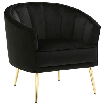 Lumisource Tania Accent Chair in Black Velvet and Gold, , large