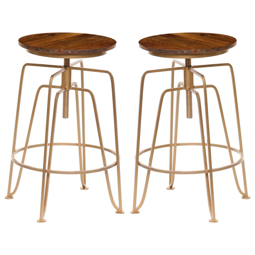 Carolina Chair and Table Holman Adjustable Stool in Elm/Gold (Set of 2), , large