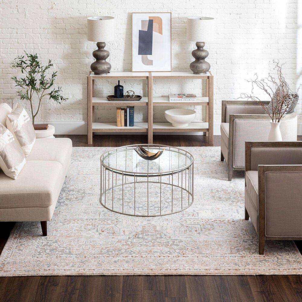 Karastan Solitude Via Salaria 6&#39;7&quot; x 9&#39;6&quot; Cream Beige Area Rug, , large