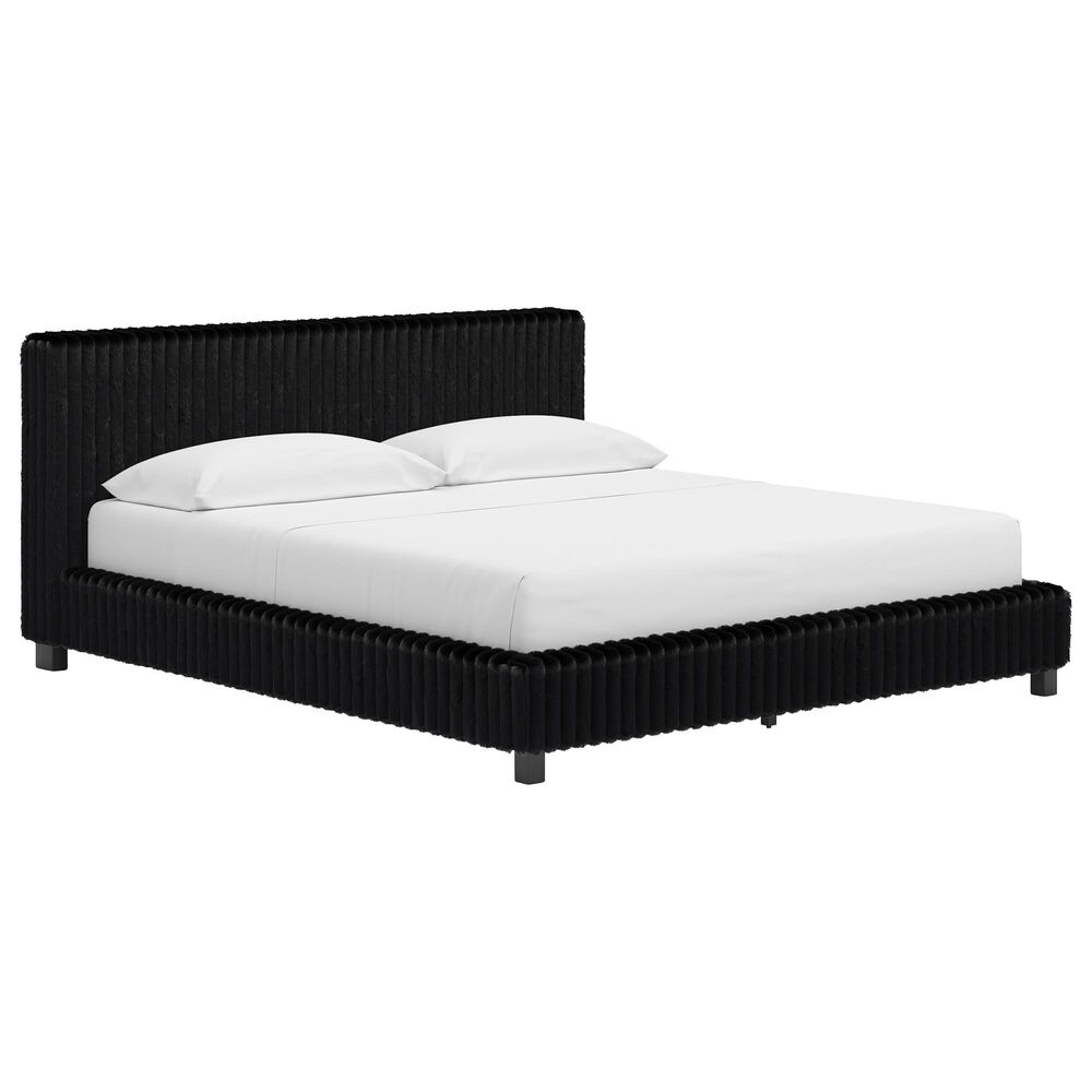 Ashley Zuraleus California King Upholstered Platform Bed with Two Nightstands in Matte Black, , large