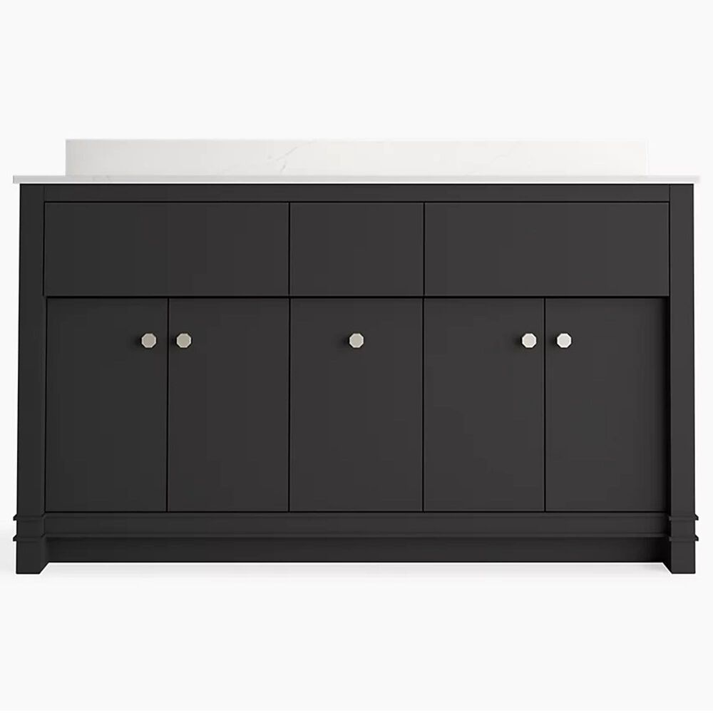 Kohler Alouette 60" Double Bathroom Vanity in Ferrous Grey with 2 cm White Quartz Top and Rectangular Sinks, , large