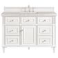 James Martin Vanities Lorelai 48" Single Vanity in Bright White with 3 cm Eternal Jasmine Pearl Quartz Top, , large