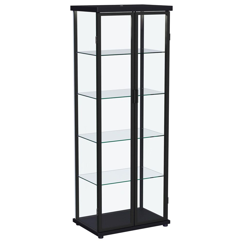 Coaster Aero 5-Shelf Display Curio Cabinet in Black and Clear, , large