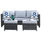 HOMLUX 3-Piece Modular Outdoor Sofa Set with Two Ottomans in Gray, , large