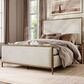 Furniture of America Lalia Queen Upholstered Panel Bed with Padded Headboard in Matte Gold, , large