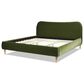 Jennifer Taylor Home Roman Queen Platform Bed with Olive Green Upholstered in Natural Whitewashed, , large