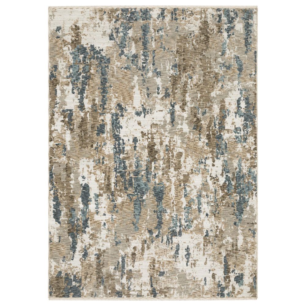 Oriental Weavers Echo Abstract Beige and Blue 9"10" x 12"10" Area Rug, , large