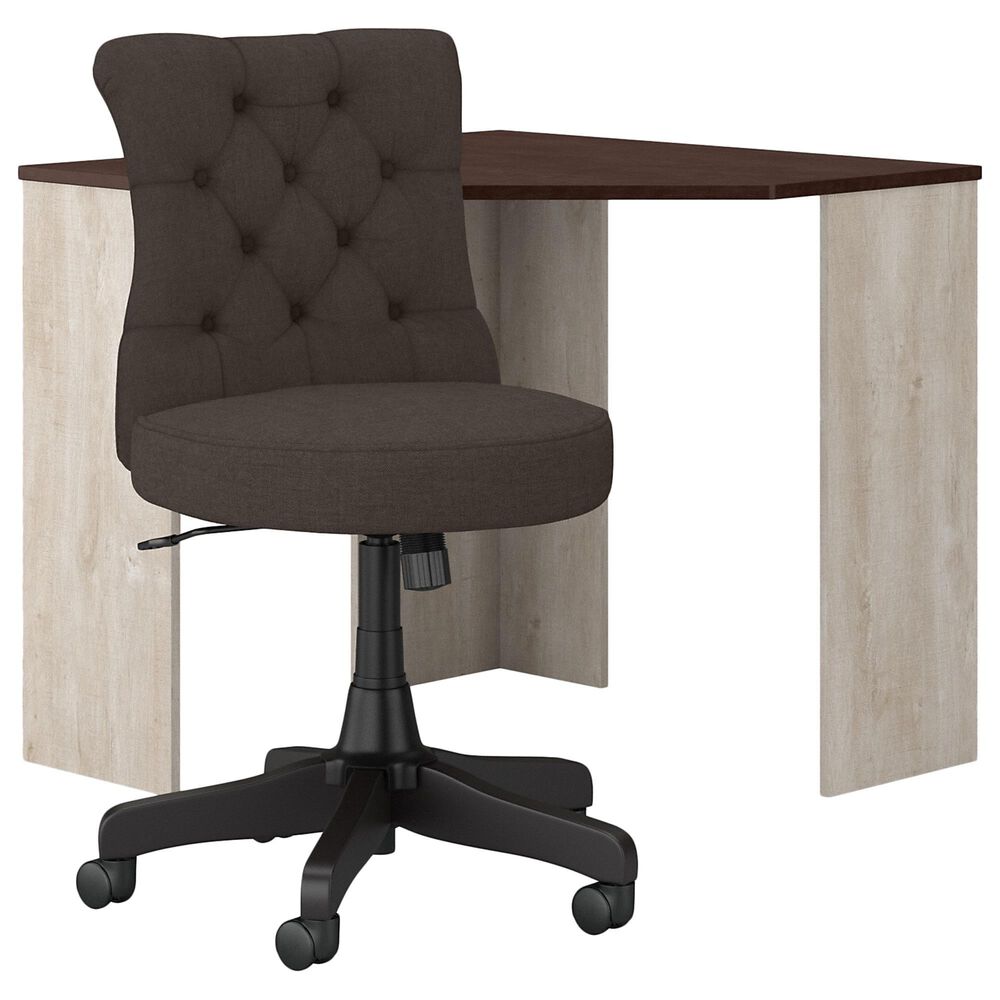 Bush Townhill 2 Piece Office Desk Set in Washed Gray/Madison Cherry, , large