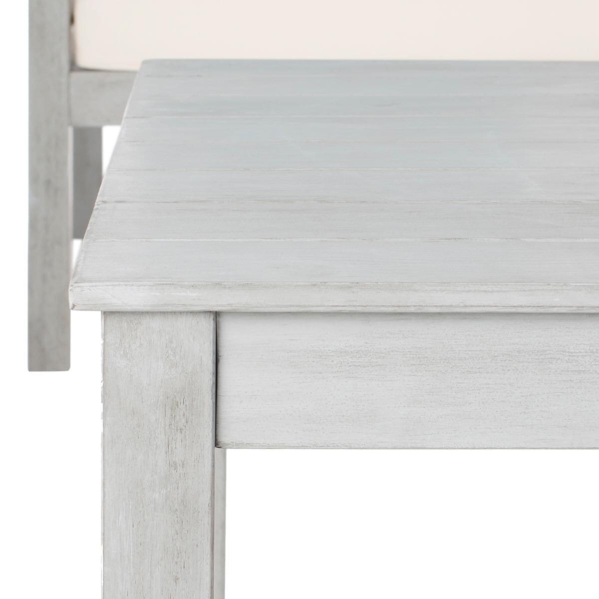 Safavieh Alda 4 Piece Outdoor Set with Accent Pillows in Grey Wash White Light Blue NFM