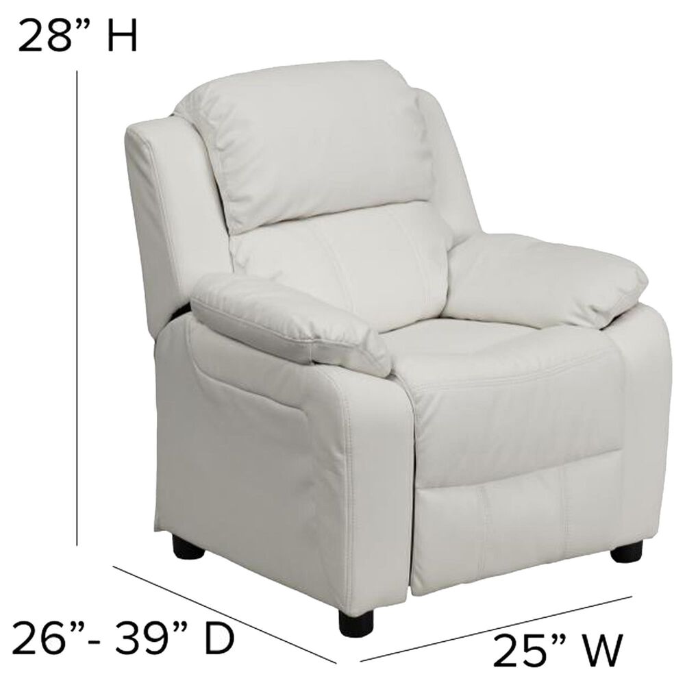 Flash Furniture Charlie Kids Recliner with Storage Arms in White NFM