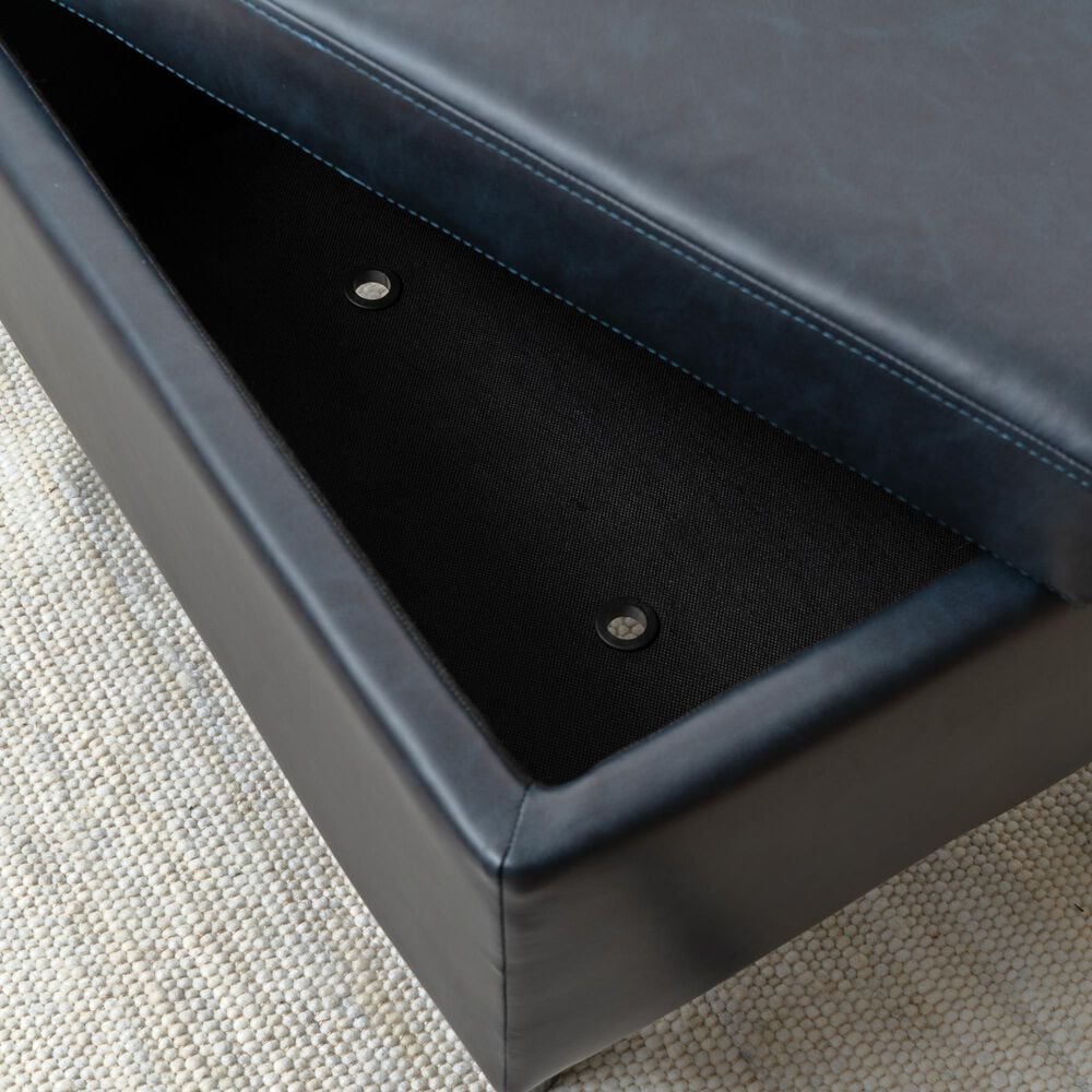 Linon Home Decor Wallis Accent Chair with Ottoman in Navy, , large