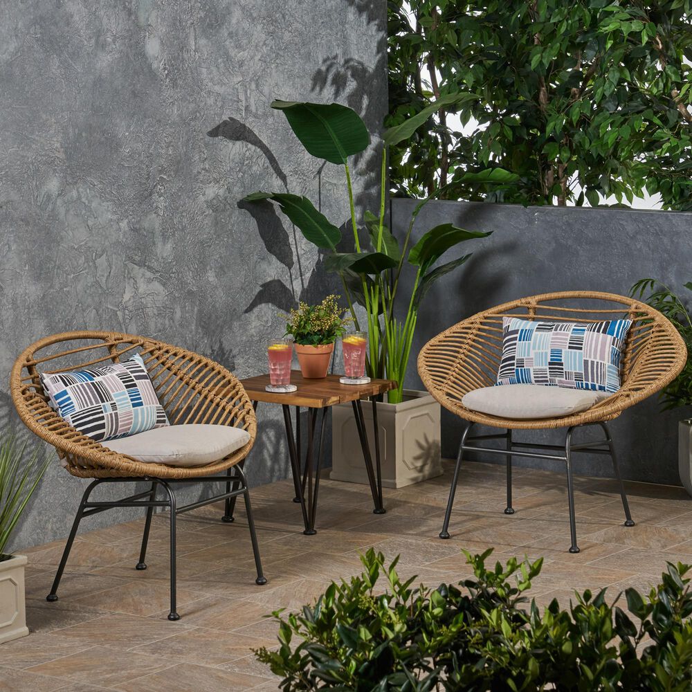 Hearth and Haven Engle Outdoor Armless Chair with Cushions in Beige (Set of 2), , large