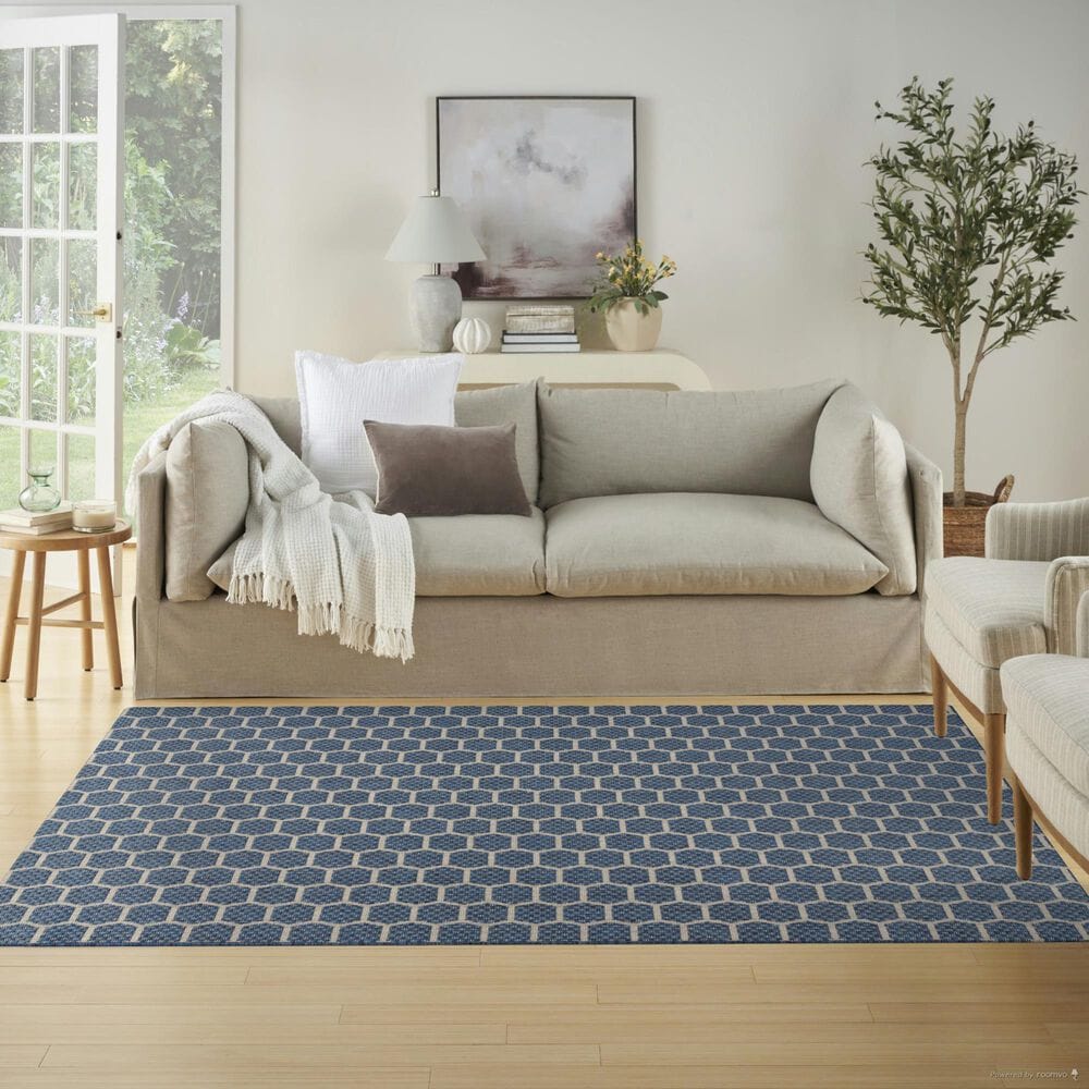Nourison Twist Reversible 5&#39; x 7&#39; Blue Indoor/Outdoor Area Rug, , large