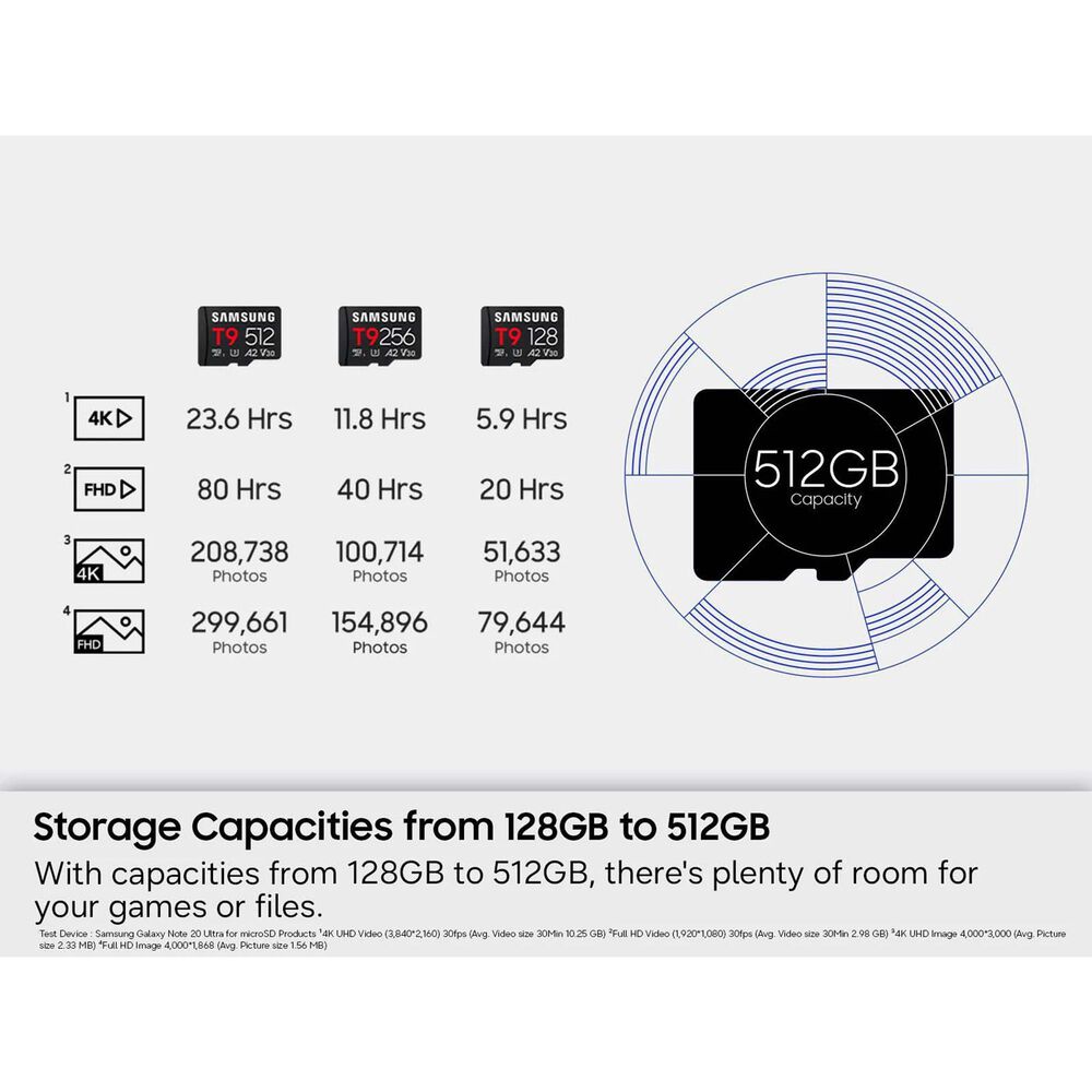 Samsung 512GB T9 UHS-I microSDXC Memory Card in Black, , large