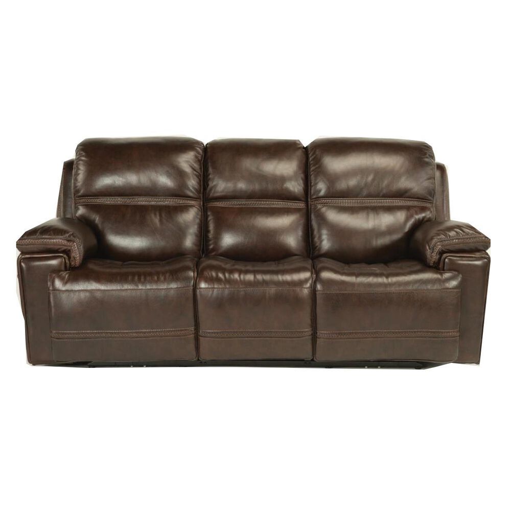 Flexsteel Fenwick Leather Power Reclining Sofa in Dark Brown, , large