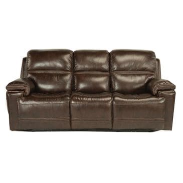 Flexsteel Fenwick Leather Power Reclining Sofa in Dark Brown, , large