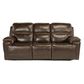 Flexsteel Fenwick Leather Power Reclining Sofa in Dark Brown, , large